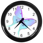 Blue and Purple Butterfly Wall Clock (Black)