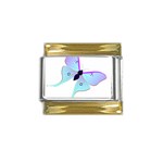 Blue and Purple Butterfly Gold Trim Italian Charm (9mm)