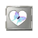 Blue and Purple Butterfly Mega Link Heart Italian Charm (18mm)
