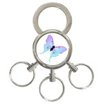 Blue and Purple Butterfly 3-Ring Key Chain