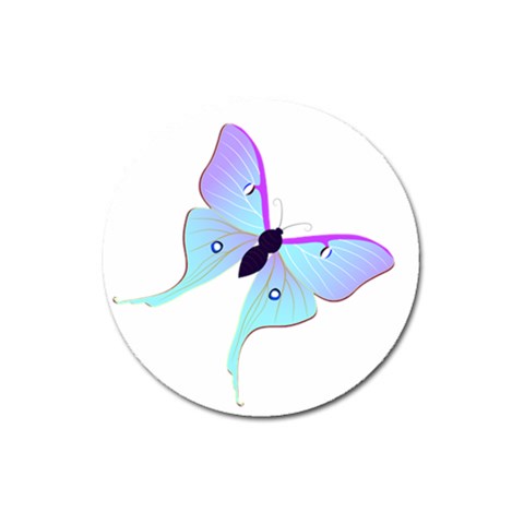 Blue and Purple Butterfly Magnet 3  (Round) from ArtsNow.com Front
