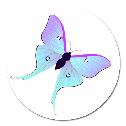 Blue and Purple Butterfly Magnet 5  (Round) from ArtsNow.com Front