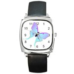 Blue and Purple Butterfly Square Metal Watch