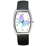 Blue and Purple Butterfly Barrel Style Metal Watch
