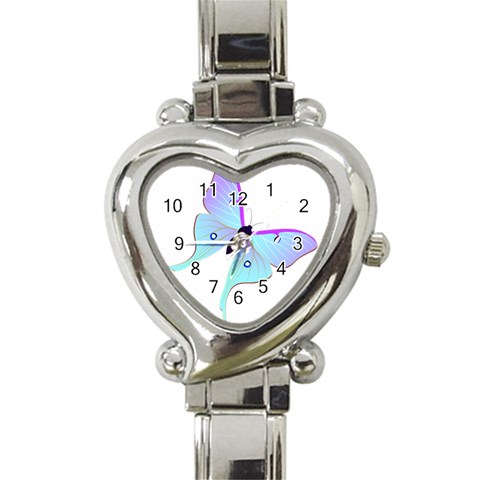 Blue and Purple Butterfly Heart Italian Charm Watch from ArtsNow.com Front
