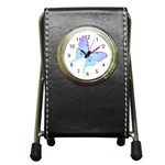 Blue and Purple Butterfly Pen Holder Desk Clock