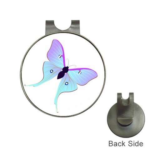 Blue and Purple Butterfly Golf Ball Marker Hat Clip from ArtsNow.com Front