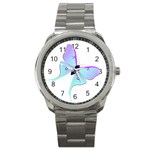 Blue and Purple Butterfly Sport Metal Watch