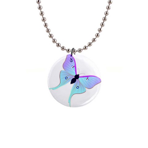 Blue and Purple Butterfly 1  Button Necklace from ArtsNow.com Front