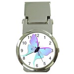 Blue and Purple Butterfly Money Clip Watch