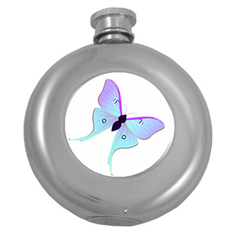 Blue and Purple Butterfly Hip Flask (5 oz) from ArtsNow.com Front