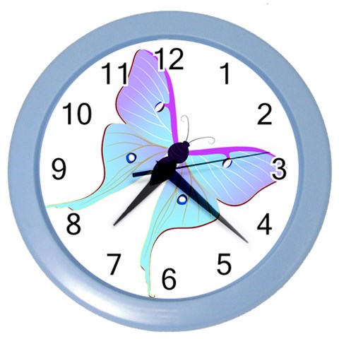 Blue and Purple Butterfly Color Wall Clock from ArtsNow.com Front