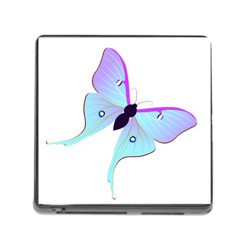 Blue and Purple Butterfly Memory Card Reader with Storage (Square) from ArtsNow.com Front