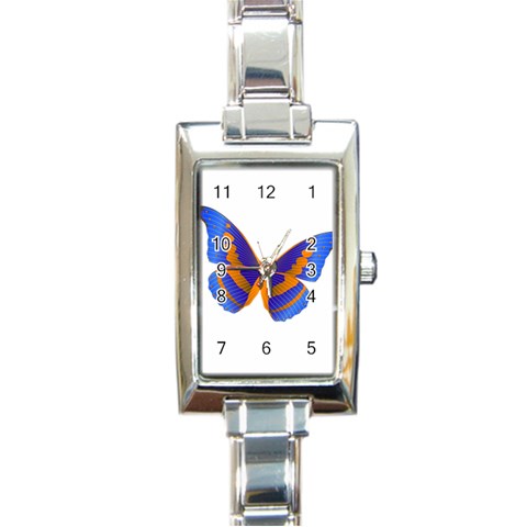 Blue & Orange Butterfly Rectangular Italian Charm Watch from ArtsNow.com Front