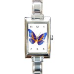 Blue & Orange Butterfly Rectangular Italian Charm Watch