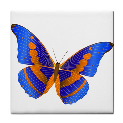 Blue & Orange Butterfly Tile Coaster from ArtsNow.com Front