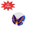 Blue & Orange Butterfly 1  Mini Button (10 pack) 