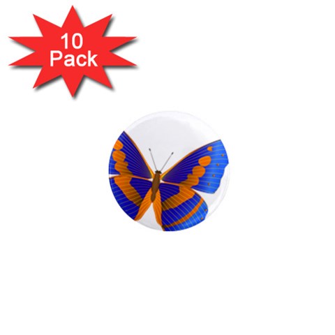 Blue & Orange Butterfly 1  Mini Magnet (10 pack)  from ArtsNow.com Front