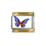 Blue & Orange Butterfly Gold Trim Italian Charm (9mm)