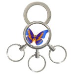 Blue & Orange Butterfly 3-Ring Key Chain