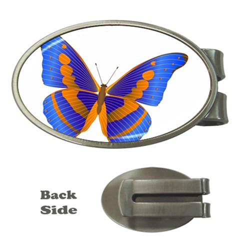 Blue & Orange Butterfly Money Clip (Oval) from ArtsNow.com Front
