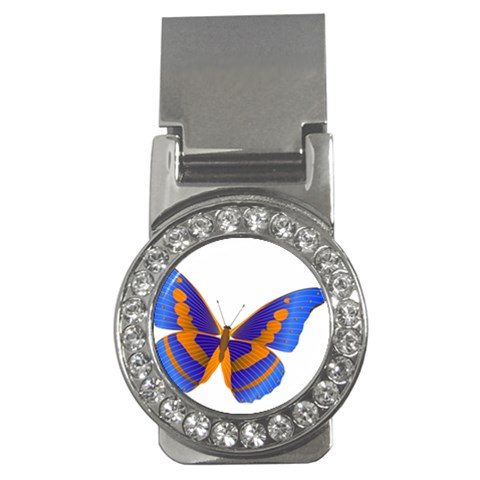 Blue & Orange Butterfly Money Clip (CZ) from ArtsNow.com Front
