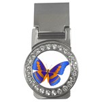 Blue & Orange Butterfly Money Clip (CZ)