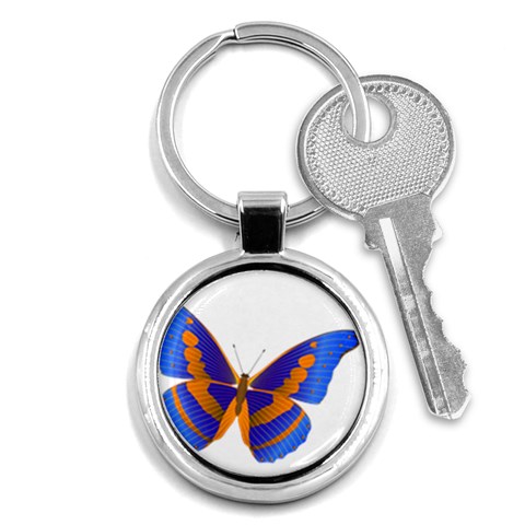 Blue & Orange Butterfly Key Chain (Round) from ArtsNow.com Front