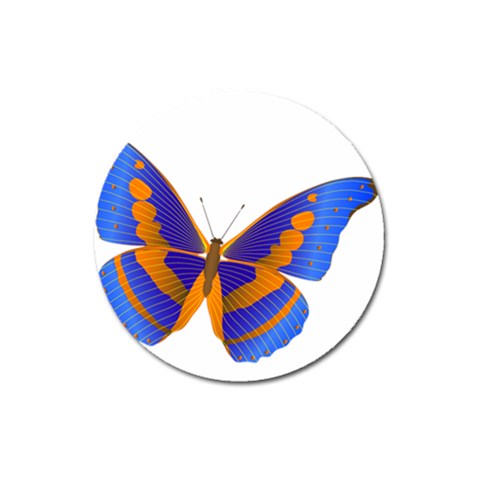 Blue & Orange Butterfly Magnet 3  (Round) from ArtsNow.com Front