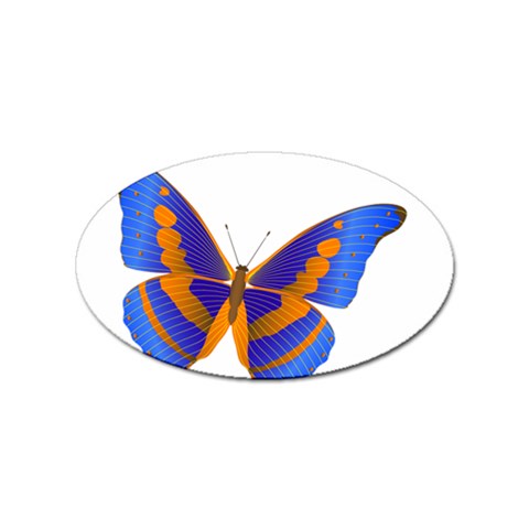 Blue & Orange Butterfly Sticker Oval (10 pack) from ArtsNow.com Front