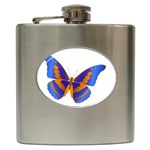 Blue & Orange Butterfly Hip Flask (6 oz)