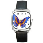 Blue & Orange Butterfly Square Metal Watch