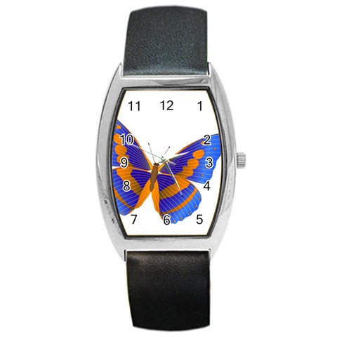 Blue & Orange Butterfly Barrel Style Metal Watch from ArtsNow.com Front