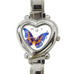 Blue & Orange Butterfly Heart Italian Charm Watch
