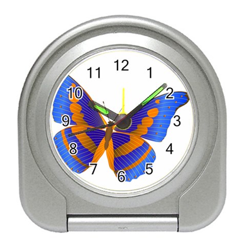 Blue & Orange Butterfly Travel Alarm Clock from ArtsNow.com Front