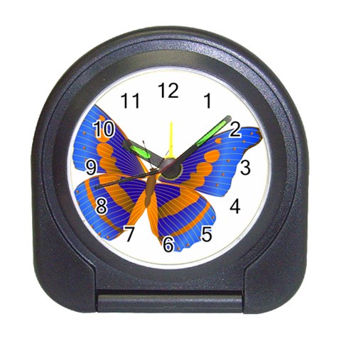 Blue & Orange Butterfly Travel Alarm Clock from ArtsNow.com Front