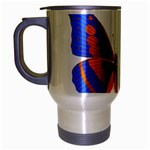 Blue & Orange Butterfly Travel Mug (Silver Gray)