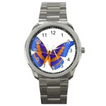 Blue & Orange Butterfly Sport Metal Watch