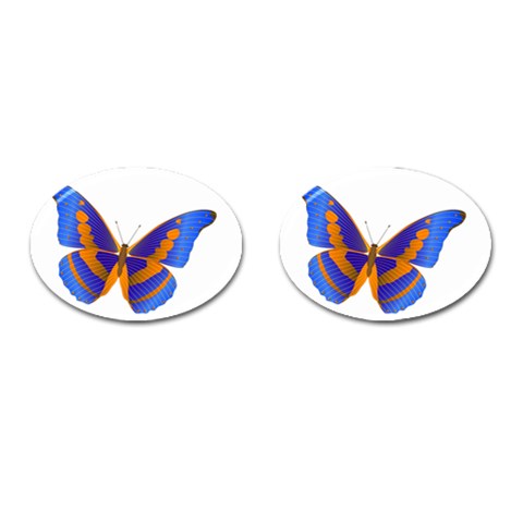 Blue & Orange Butterfly Cufflinks (Oval) from ArtsNow.com Front(Pair)