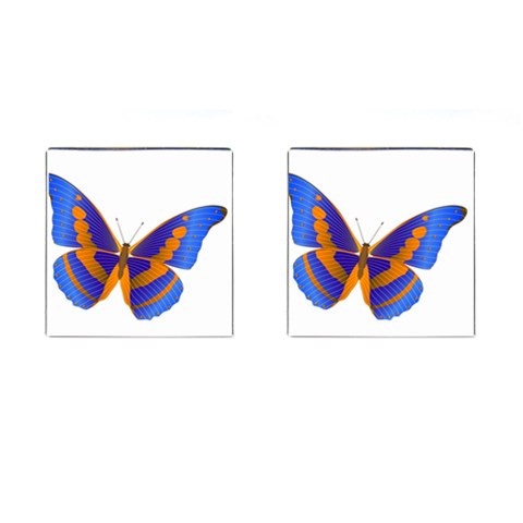 Blue & Orange Butterfly Cufflinks (Square) from ArtsNow.com Front(Pair)