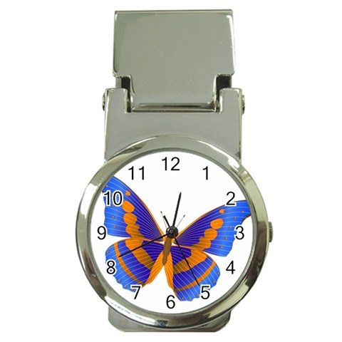 Blue & Orange Butterfly Money Clip Watch from ArtsNow.com Front