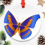 Blue & Orange Butterfly Round Ornament (Two Sides)