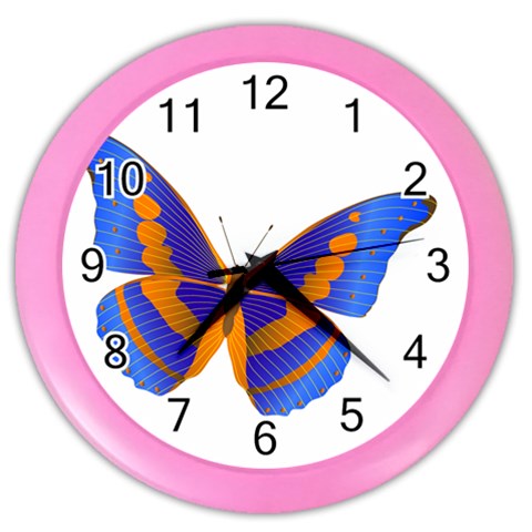Blue & Orange Butterfly Color Wall Clock from ArtsNow.com Front