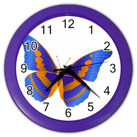 Blue & Orange Butterfly Color Wall Clock from ArtsNow.com Front