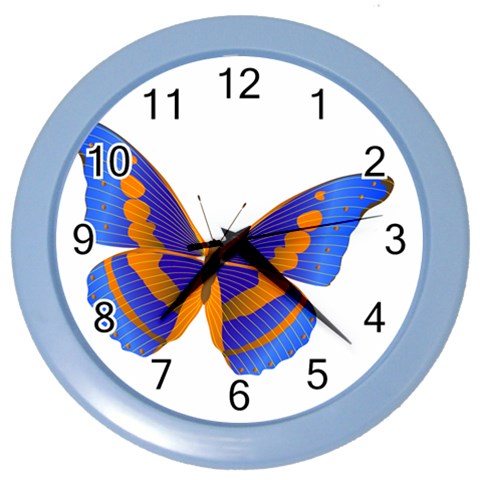 Blue & Orange Butterfly Color Wall Clock from ArtsNow.com Front