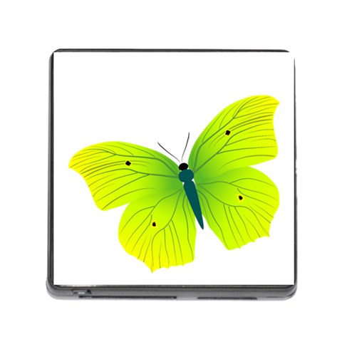 Yellow & Green Butterfly Memory Card Reader with Storage (Square) from ArtsNow.com Front
