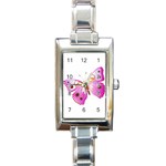 Pink & Purple Butterfly Rectangular Italian Charm Watch
