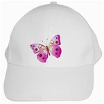 Pink & Purple Butterfly White Cap