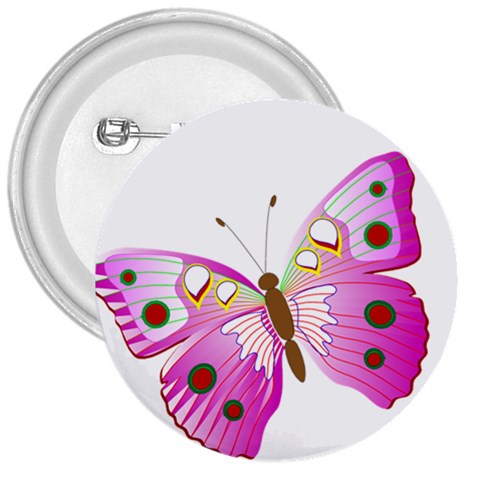 Pink & Purple Butterfly 3  Button from ArtsNow.com Front