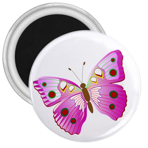Pink & Purple Butterfly 3  Magnet from ArtsNow.com Front